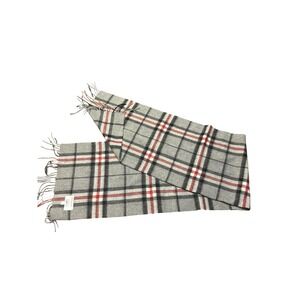 Edinburgh Lambswool Plaid Scarf Gray‎ Red Black Fringe preppy academia checkered